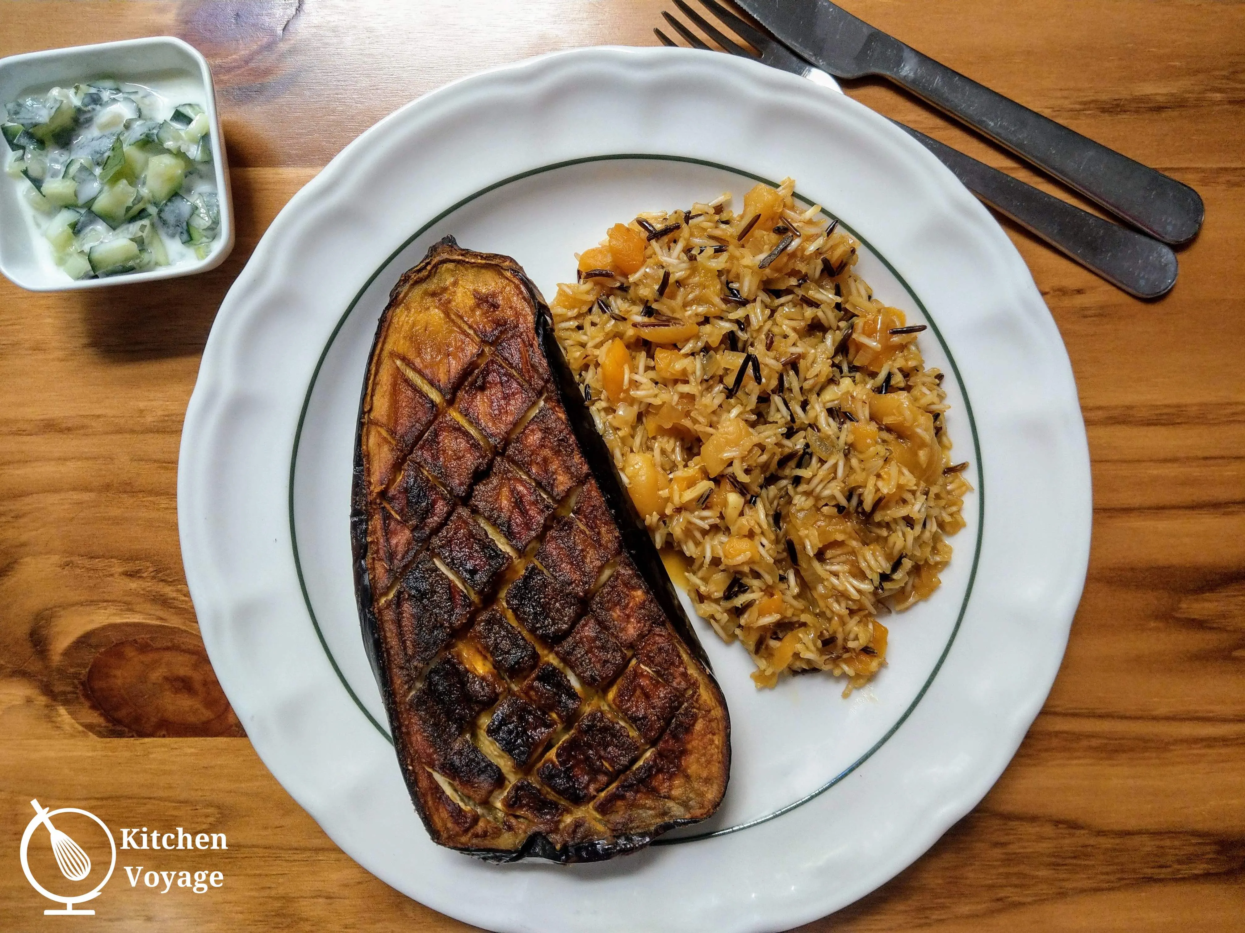 Roasted Aubergine with Spiced Rice