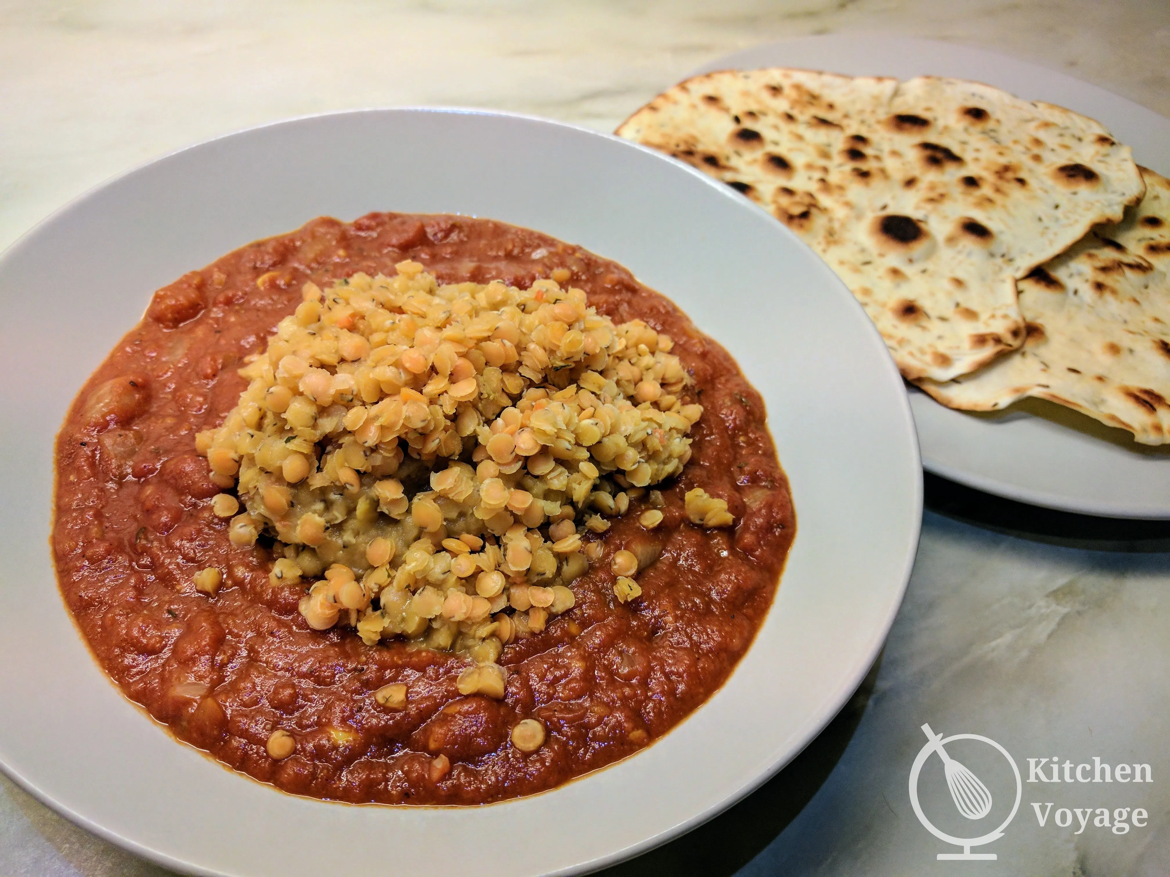 Red Lentil Curry and Homemade Naan Bread