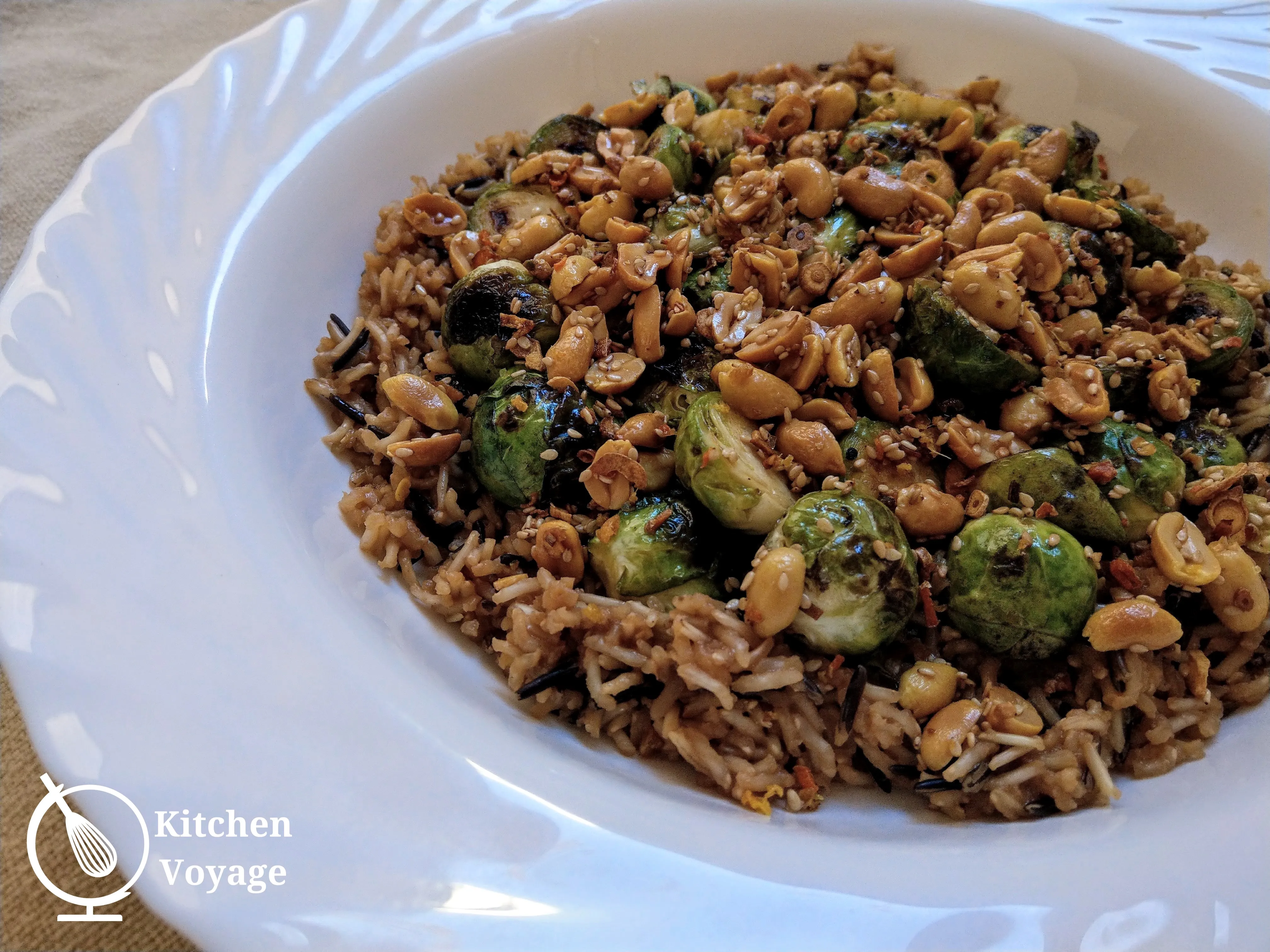 Miso Rice with Brussels Sprouts and Peanuts