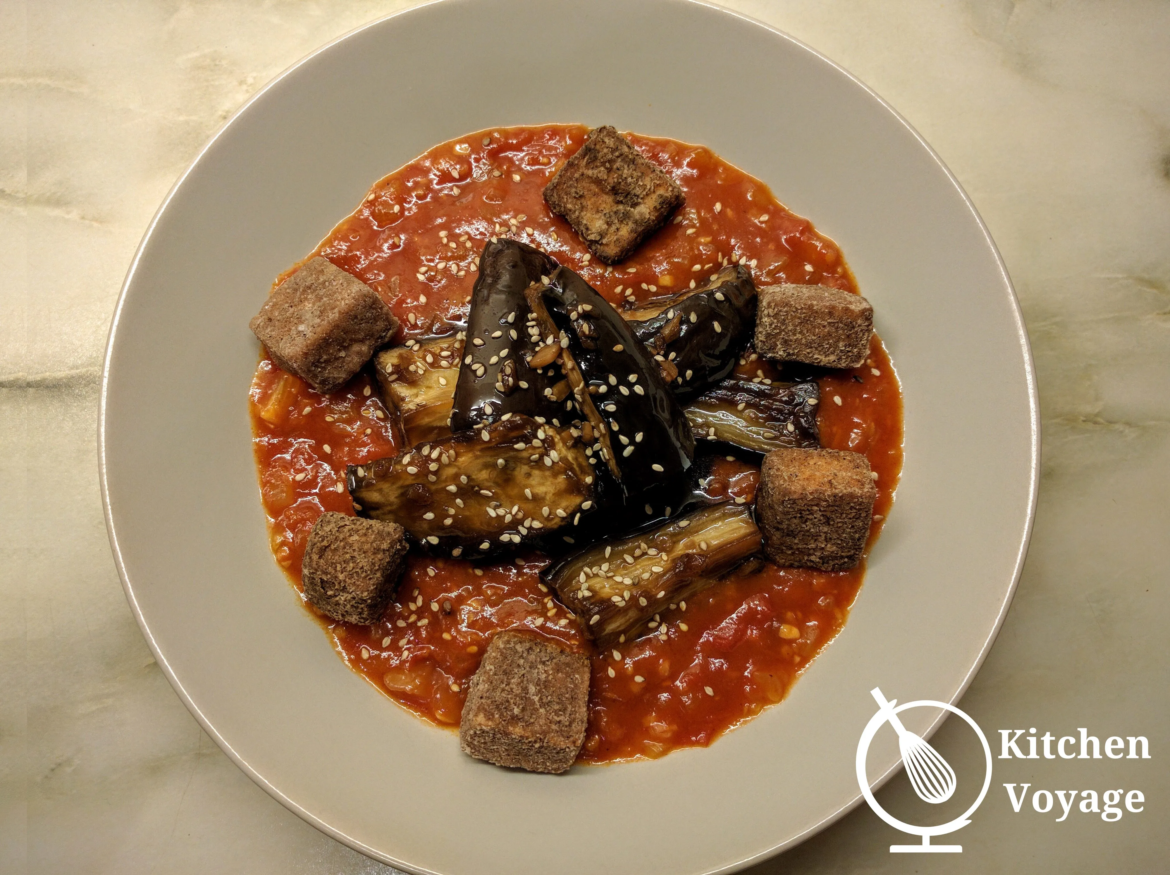 Spiced Tofu with Aubergine and Spicy Tomato Sauce